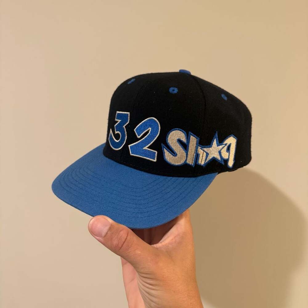 Reebok Shaquille O'Neal 32 Snapback Hat Black Blue Wool